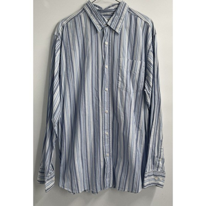 Eighty Eight Mens Vintage Striped‎ Long Sleeve Button Down Shirt XL Blue White